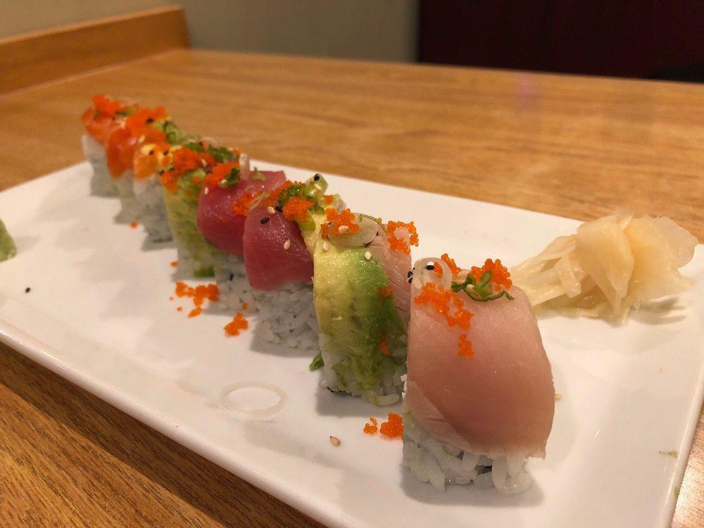 5pcs Sushi, Rainbow Roll & 3pcs Sashimi · 