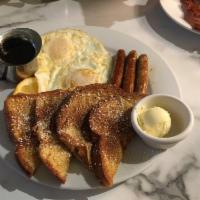 French Toast · 3 slice of french bread dipped in cinnamon battered grilled to golden brown, sprinkled with ...