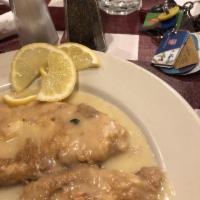 Chicken Francese · Fresh chicken sauteed in lemon, white wine and a touch of butter.