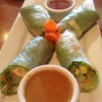 Spring Rolls · Golden crispy rolls stuffed with fresh vegetables and glass noodle. Served with sweet plum s...
