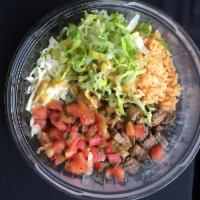 Bare Burrito in Bowl · Served in a bowl with rice, lettuce, cheese, pico de gallo, black or pinto beans, hot or mil...