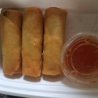 Spring Roll · Vegetarian. Served with Thai chili sauce.
