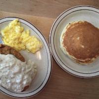 Chicken Fried Steak · U.S.D.A. choice breaded Southern fried chicken style, Served on top of a biscuit and smother...