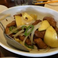 Mango Chicken · Pan fry chicken sauteed with fresh mango, onions and green chili. Hot and spicy.