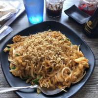 Pad Thai Noodles · Thin rice noodles, egg, bean sprouts, scallions, onions, stir-fried in a tamarind sauce, and...