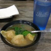 Wonton Soup · Savory broth with homemade wontons, BBQ pork and spinach.