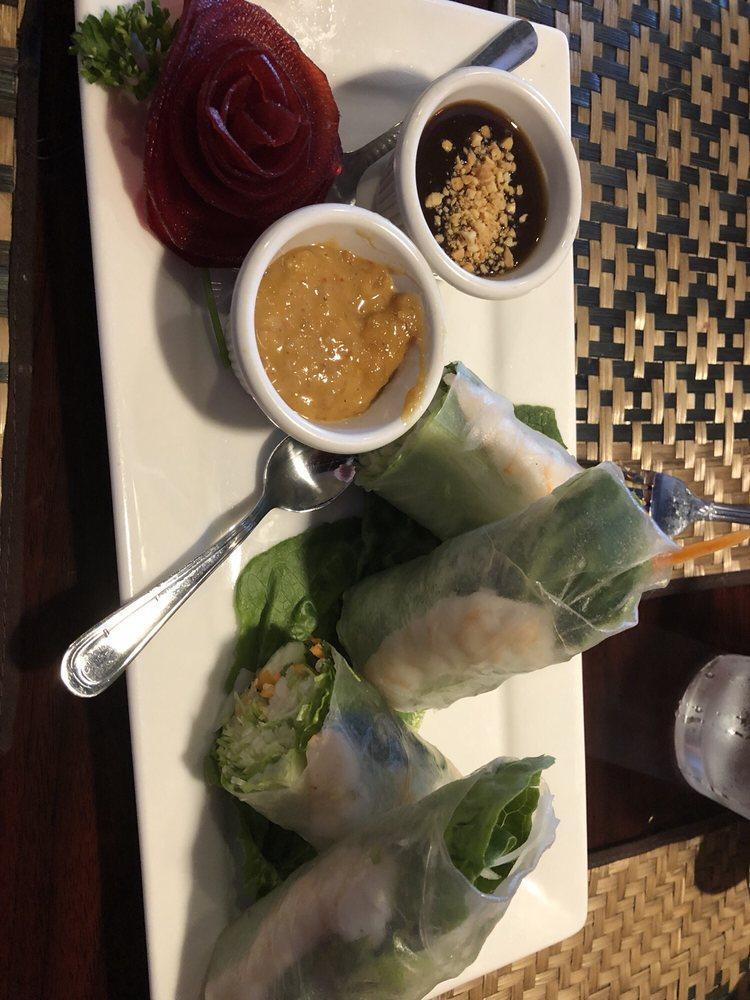 Fresh Basil Roll · Steamed shrimps, lettuce, fresh basil cilantro and thin rice noodles wrapped in rice paper skin, served with our special sauce.