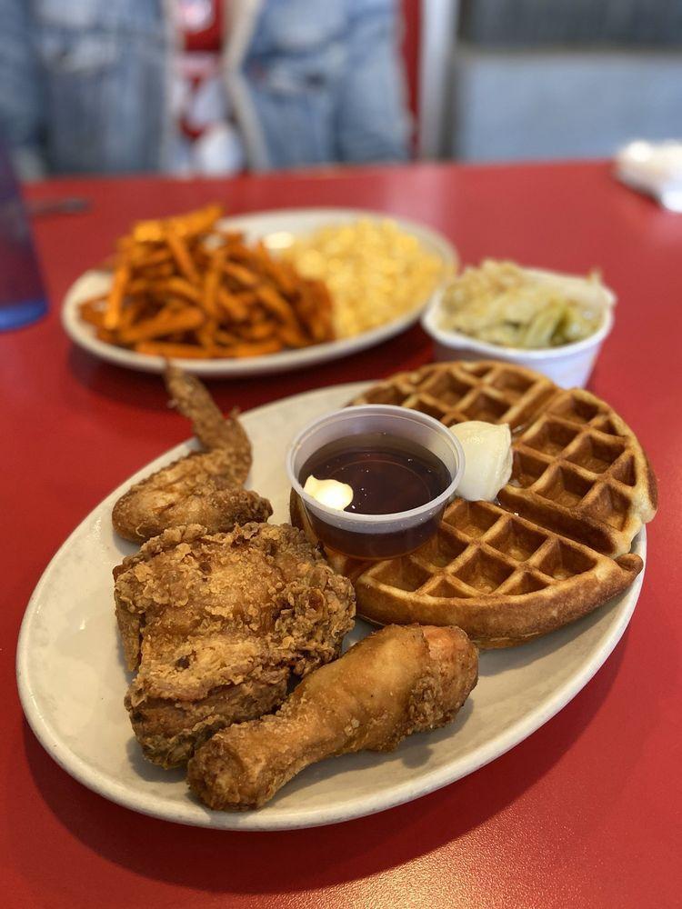 Chicken and Waffle · 3 pieces of our famous fried chicken served with a buttermilk Belgian waffle.