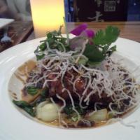 Crispy Red Snapper · Steamed bok choy, caramelized soy Penang curry. Spicy.