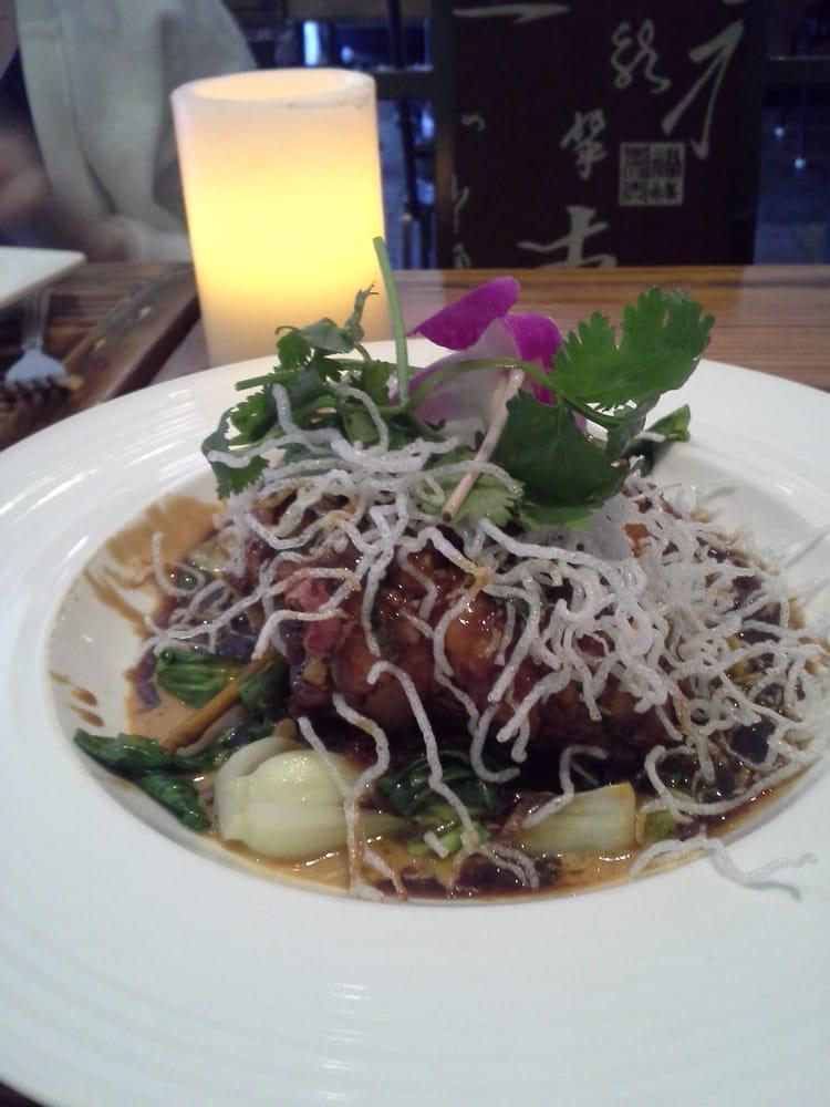 Crispy Red Snapper · Steamed bok choy, caramelized soy Penang curry. Spicy.