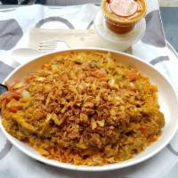 Biryani · Saffron rice bowl with choice of main, sauteed in biryani sauce, pickled onions and fenugree...