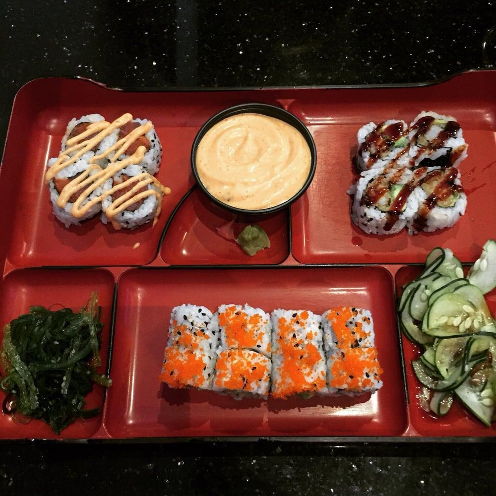 Sushi Combo Box · 8-piece Cali roll and your choice of two 4-piece classic rolls. Served with salad. Consuming raw or undercooked meats, poultry, seafood, shellfish or eggs may increase your risk of foodborne illness.