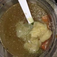 Wonton Soup · Dumplings and chicken in chicken broth, toasted garlic, carrots and scallions.