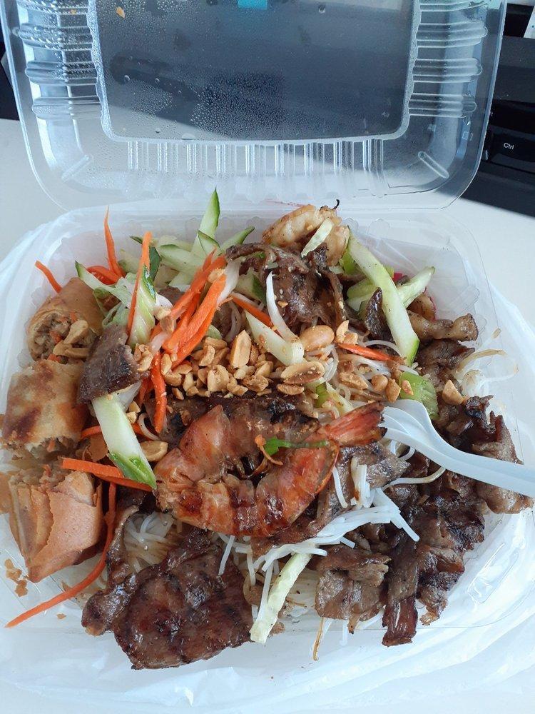Combination Korean BBQ Beef, Pork and Shrimp Bento Box · 