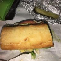Too Fat Club Sandwich · Tavern ham, turkey breast, bacon and swiss cheese. Includes mayonnaise, leaf lettuce, tomato...