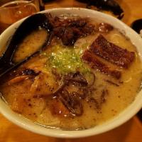 Yama Big Bowl · Big bowl of tonkatsu ramen with braised pork jowl, pork belly, bamboo shoot, corn, wood ear ...