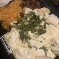 3 Pieces Chicken Enchiladas · Served with 3 corn tortillas. Served with choice of sauce and cilantro and onions, sour crea...