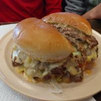Sausage Cheeseburger · 1/2 beef 1/2 spicy breakfast sausage smashed together with onions fried into the meat, creat...