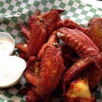 Halal Wings · 10 count bone- in Halal Wings, Served Mild, Spicy or BBQ
