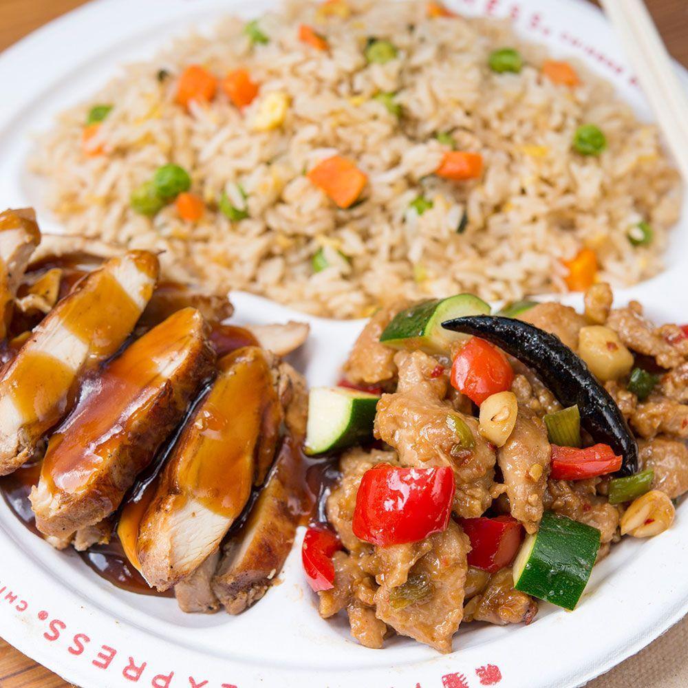 Kung Pao Chicken · A Sichuan-inspired dish with chicken, peanuts and vegetables, finished with chili peppers. Spicy.