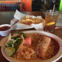 Chicken Enchilada · Topped with your choice of red or green or 
