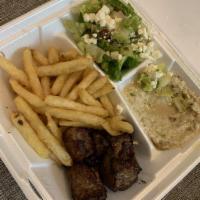 Lamb Kabob Platter · Tender cubes of grilled marinated lamb. Served with your choice of 3 sides.