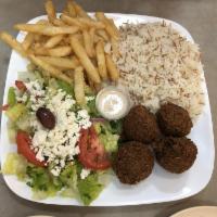 Falafel Platter · 4 pieces of deep fried mixture of ground chickpeas, onions, parsley. Served with your choice...