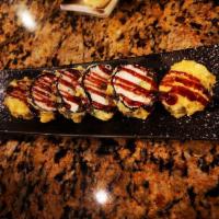 Las Vegas Roll · A deep-fried roll with salmon,avocado,crab mix and cream cheese
top with eel sauce