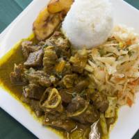 Curry Goat · A delicious mixture of Jamaican curry, island herbs, spices and vegetables. 