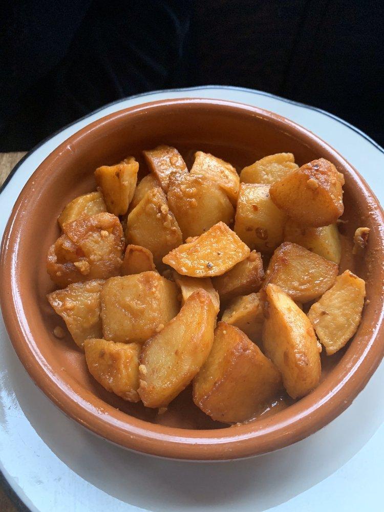 Patatas Bravas · Spicy Spanish potatoes.