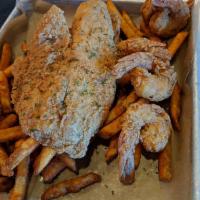 Shrimp and Fish Platter · Fried shrimps and tilapia or catfish fillet served with cajun fries.