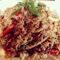 Basil Fried Rice · Spicy fried rice, chili and garlic basil sauce. 