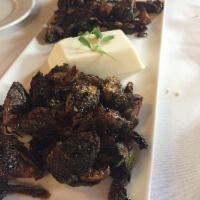 Brussels Sprouts with Goat Cheese Panna Cotta · 