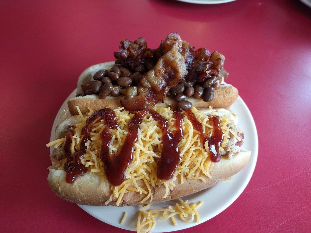Boston Dog · Spicy mustard, onion, baked beans, bacon.