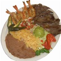 Carne Asada Plate · 7 oz. of tender tasty grilled beef, served with lettuce, pico de gallo, and guacamole. With ...