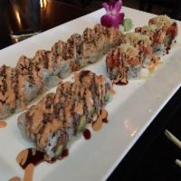 Snow Crab Special Roll · Snow crab and avocado inside with spicy tuna crunch outside.