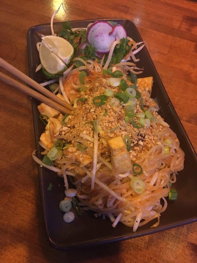 Pad Thai Noodles · Tofu, prawns, and bean sprouts. It comes with Shrimp & soft tofu unless specified