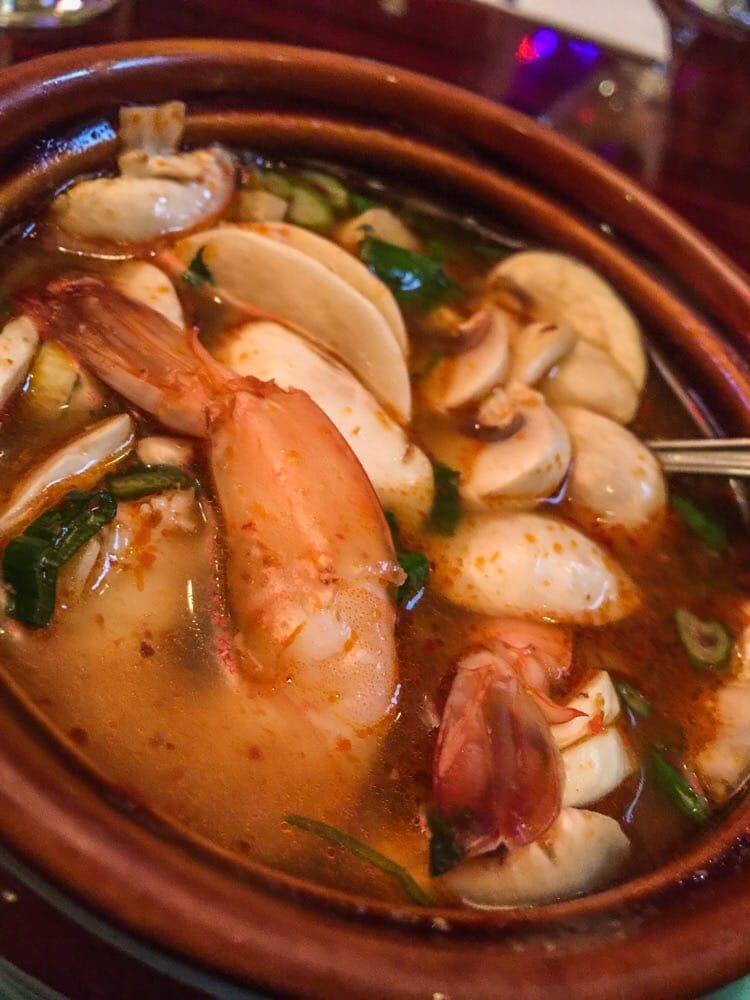 Tom Yum Soup · Hot and sour soup. A little spicy. 