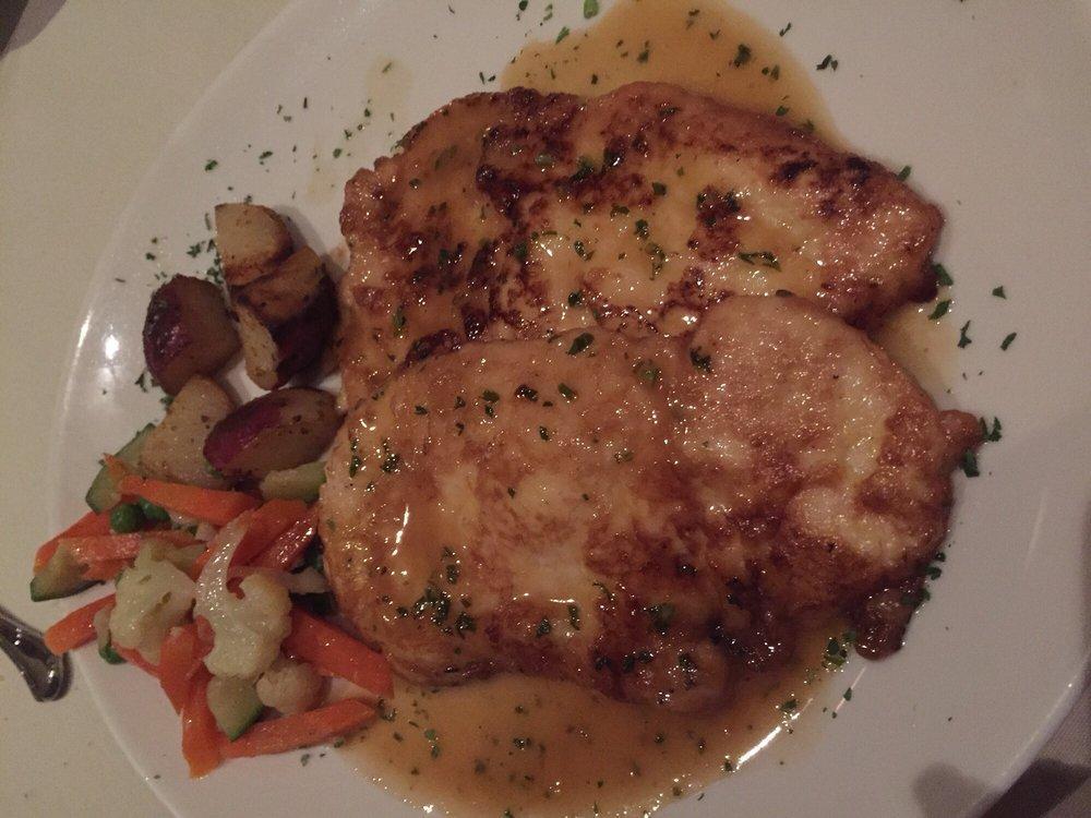 Chicken Francese · Sauteed breast of chicken served in a white wine and lemon butter sauce.