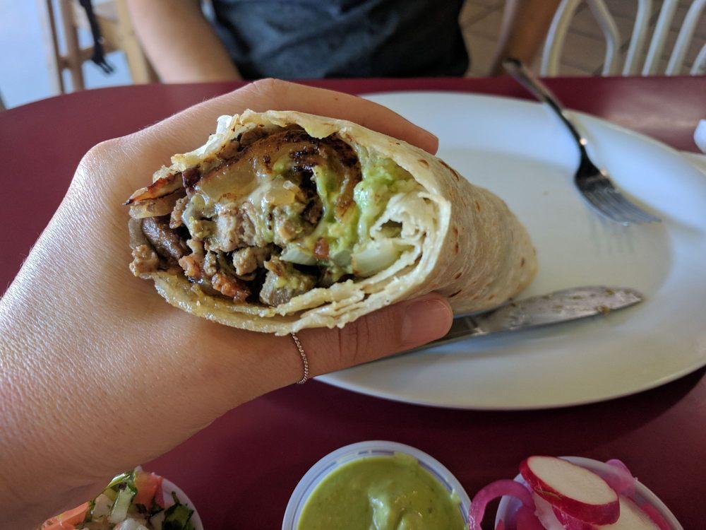 Zacatecas Burrito · Carne asada, bacon, grilled onion, and cheese.