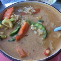 Red Curry Gang Ped · House's special red curry with choice of protein in a perfect blend of dry chilies, fresh ka...