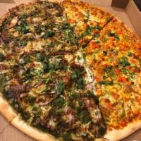 Samosa Pizza · Spicy Indian Pizza with 100% whole milk mozzarella, tamarind & cilantro chutney, samosa(spic...