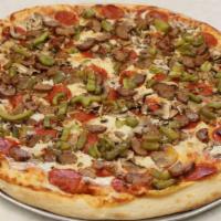 Combo Pizza · Pepperoni, sausage, green pepper, mushroom and mozzarella. 