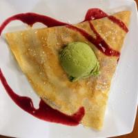Very Berry Crepe · Diced strawberry, blueberry, homemade berries sauce and whipped cream 