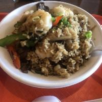Spicy Basil Fried Rice · Spicy fried rice, basil leaves, onions, bell peppers, green onions