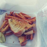 Super Chicken Melt · Grilled chicken breast smothered with Swiss cheese and bacon on grilled rye.