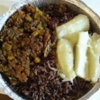 Picadillo · Ground beef Cuban style. Includes choice of rice and 1 side dish.