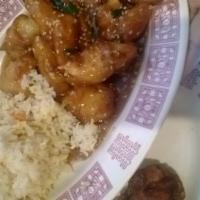 Sesame Chicken · Chicken in a sweet sauce served with sesame seeds. 