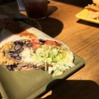 Vegetarian Burrito · Avocado, rice, beans, lettuce, tomato, cheese, and sour cream.
