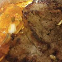 Carne Asada ·  A tender 8 ounce. Steak broiled. Served with a cheese enchilada topped with mushrooms, Pobl...